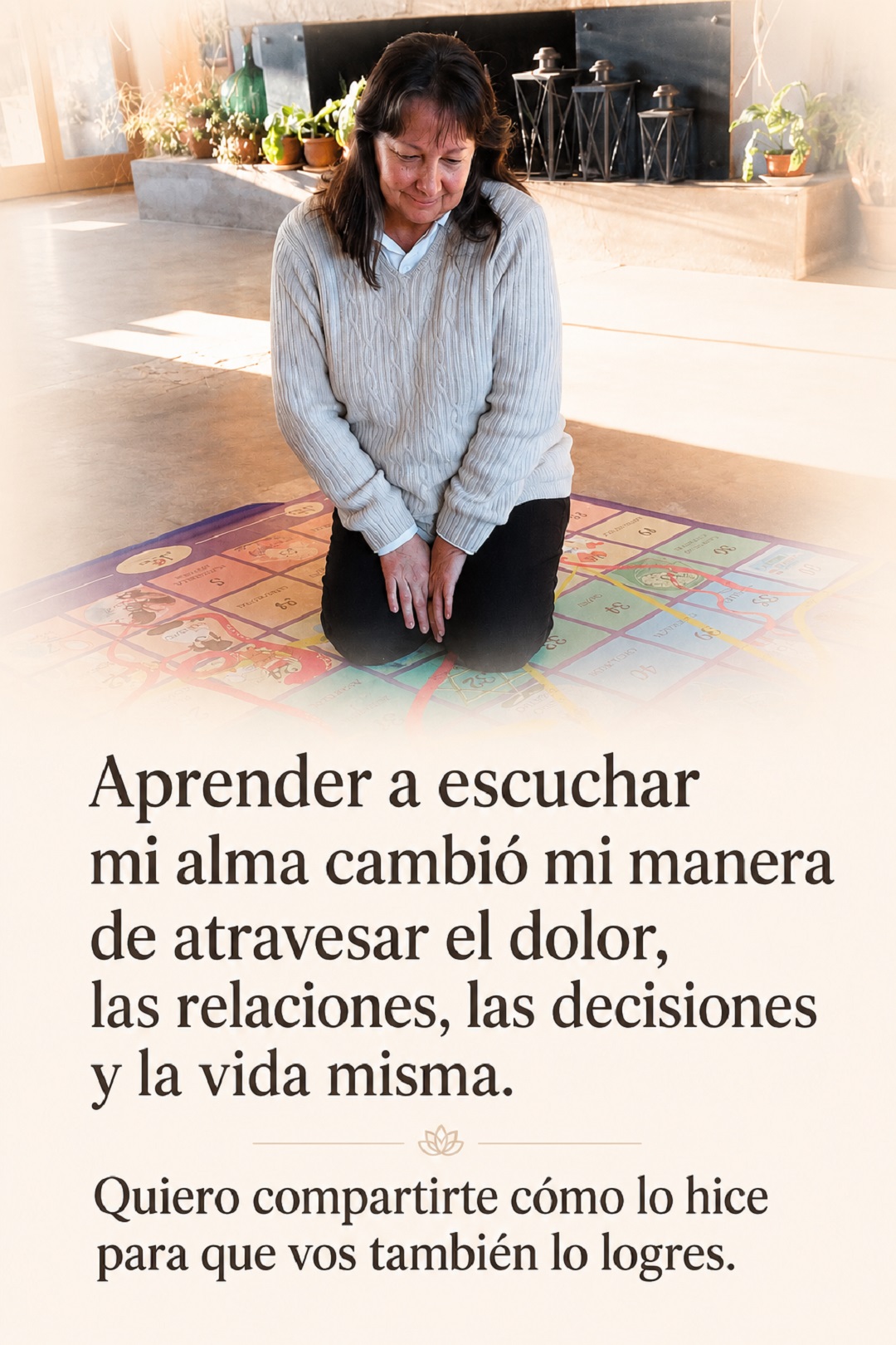 Myriam Delfini junto al tablero de Alma Lilah