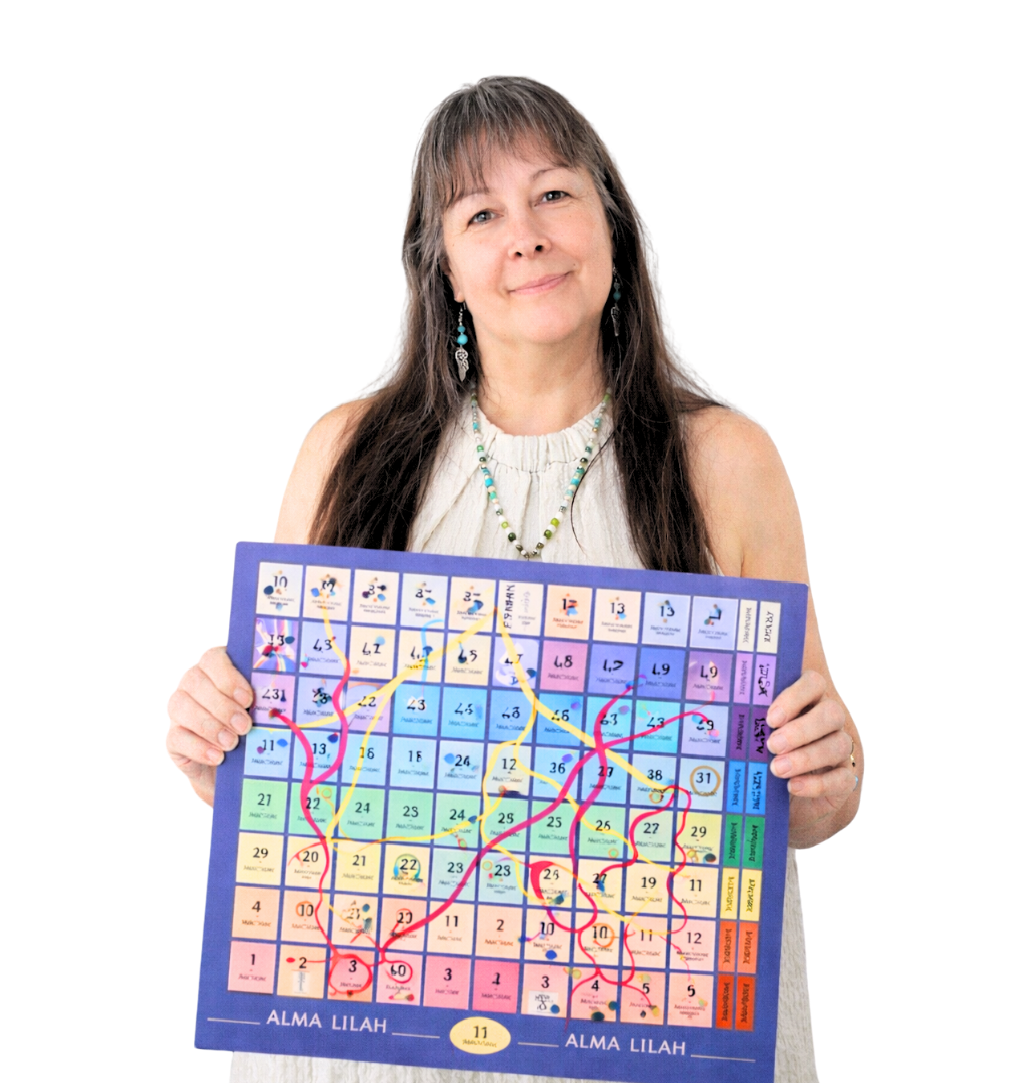 Myriam Delfini con el tablero de Alma Lilah
